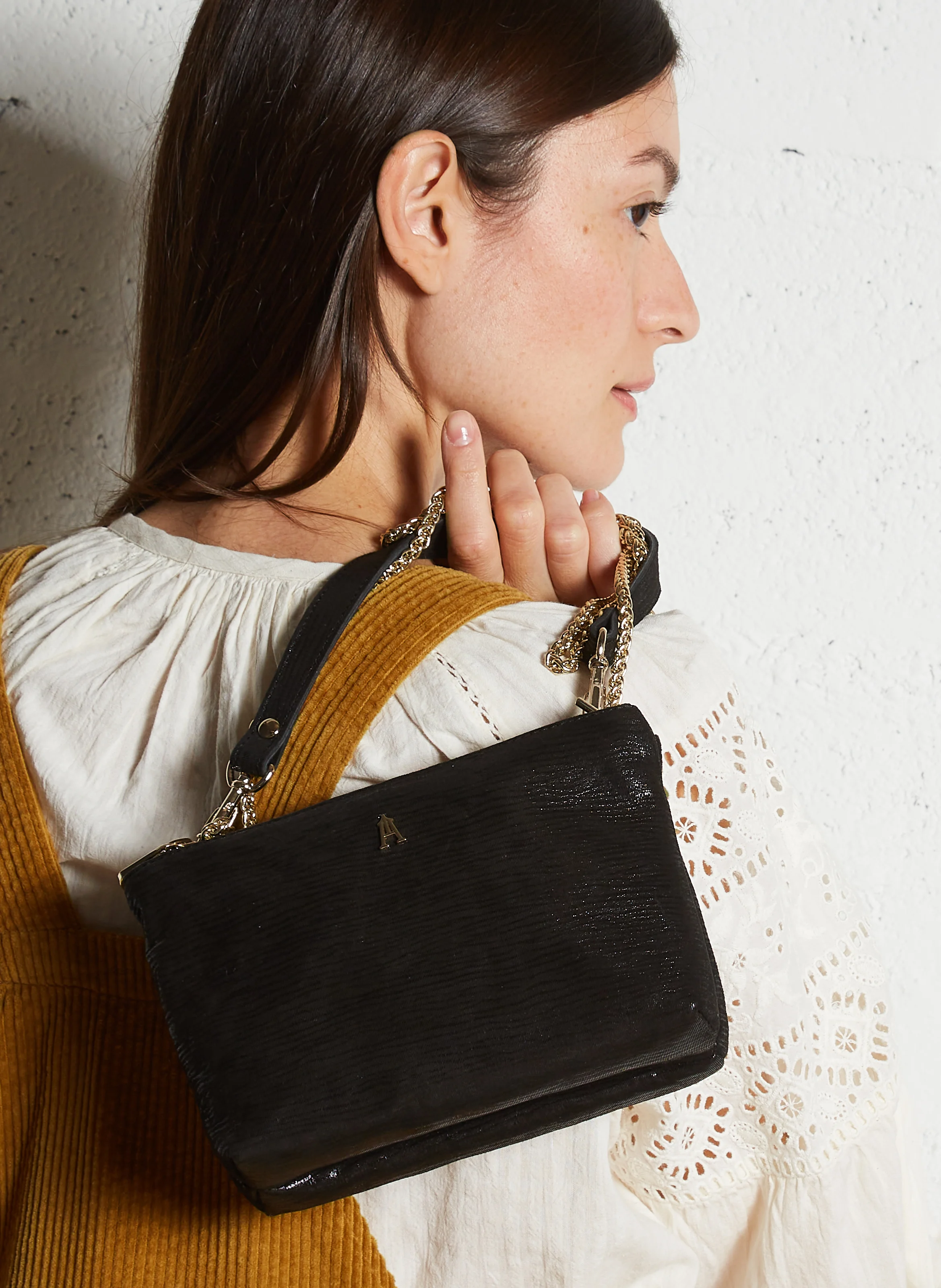 Duo - Sac bandoulière en cuir| Noir