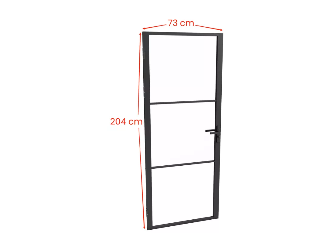 Bloc porte réversible en aluminium et verre trempé - H204 x L73 cm - Noir - MASERU
