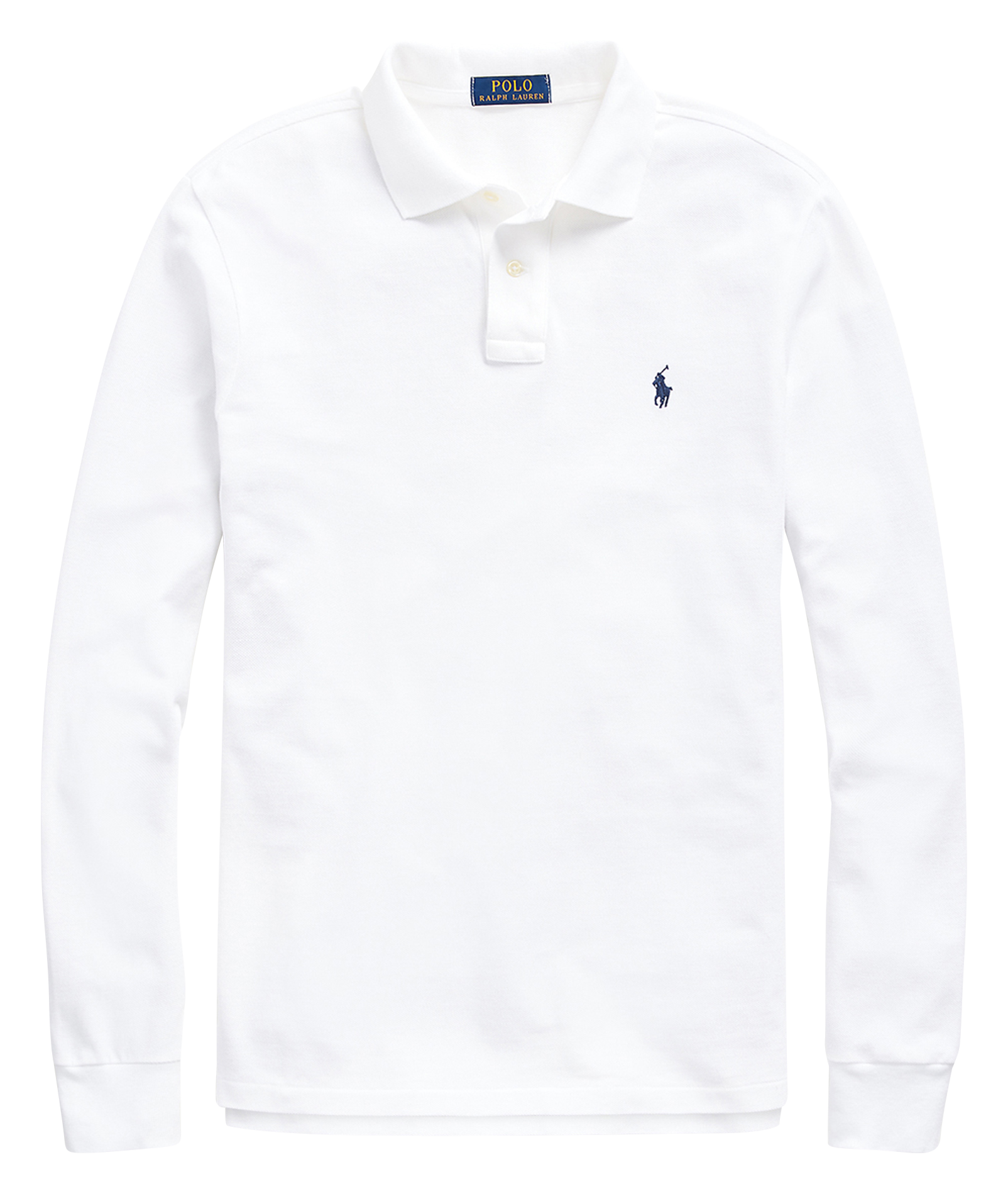 Polo manches longues regular-fit en piqué de coton | Blanc