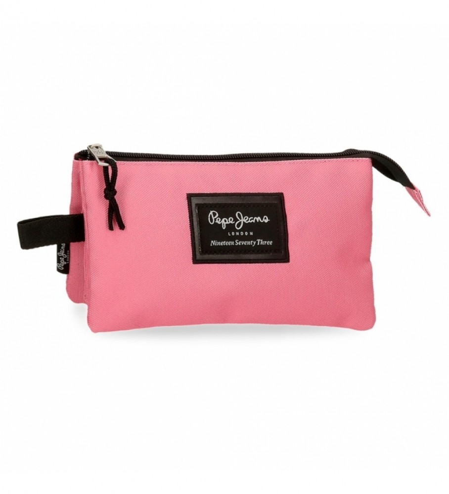 Estojo Pepe Jeans com três compartimentos 6324327 rosa - 22x12x5cm