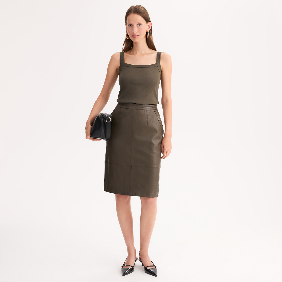 ANNE WEYBURN<br>Regata com decote quadrado, puro algodão penteado