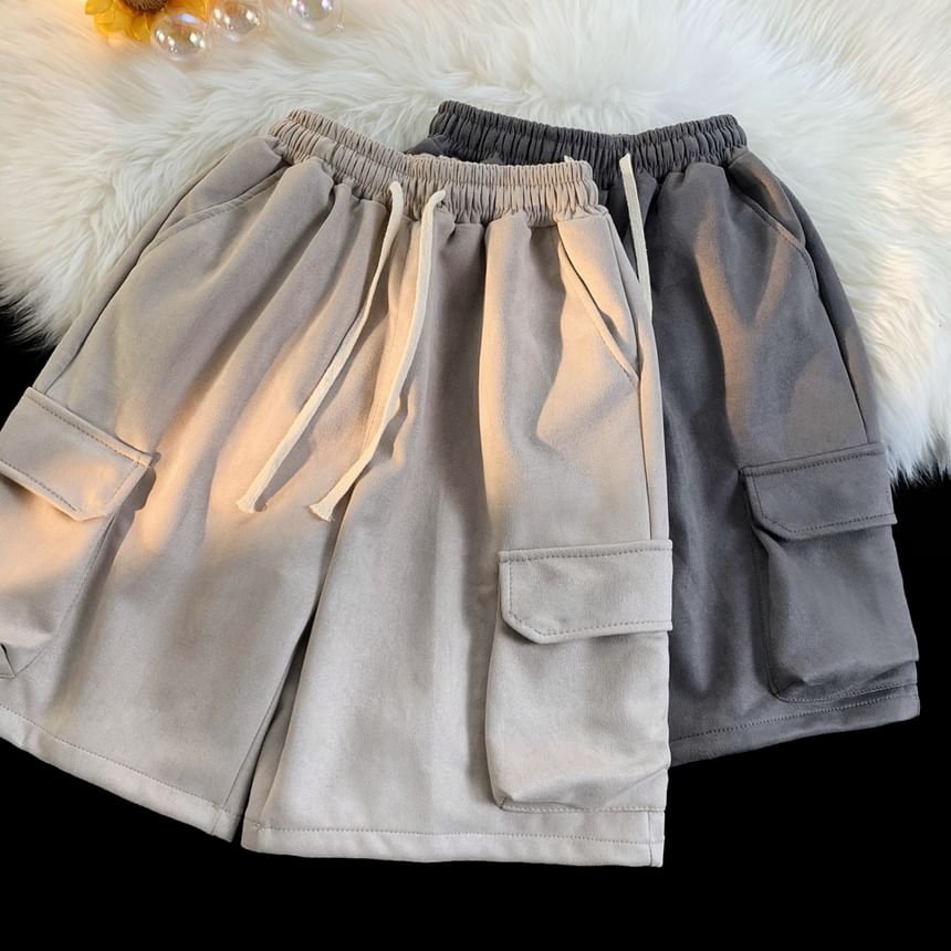 Breeson - Effen cargoshorts met trekkoordtaille