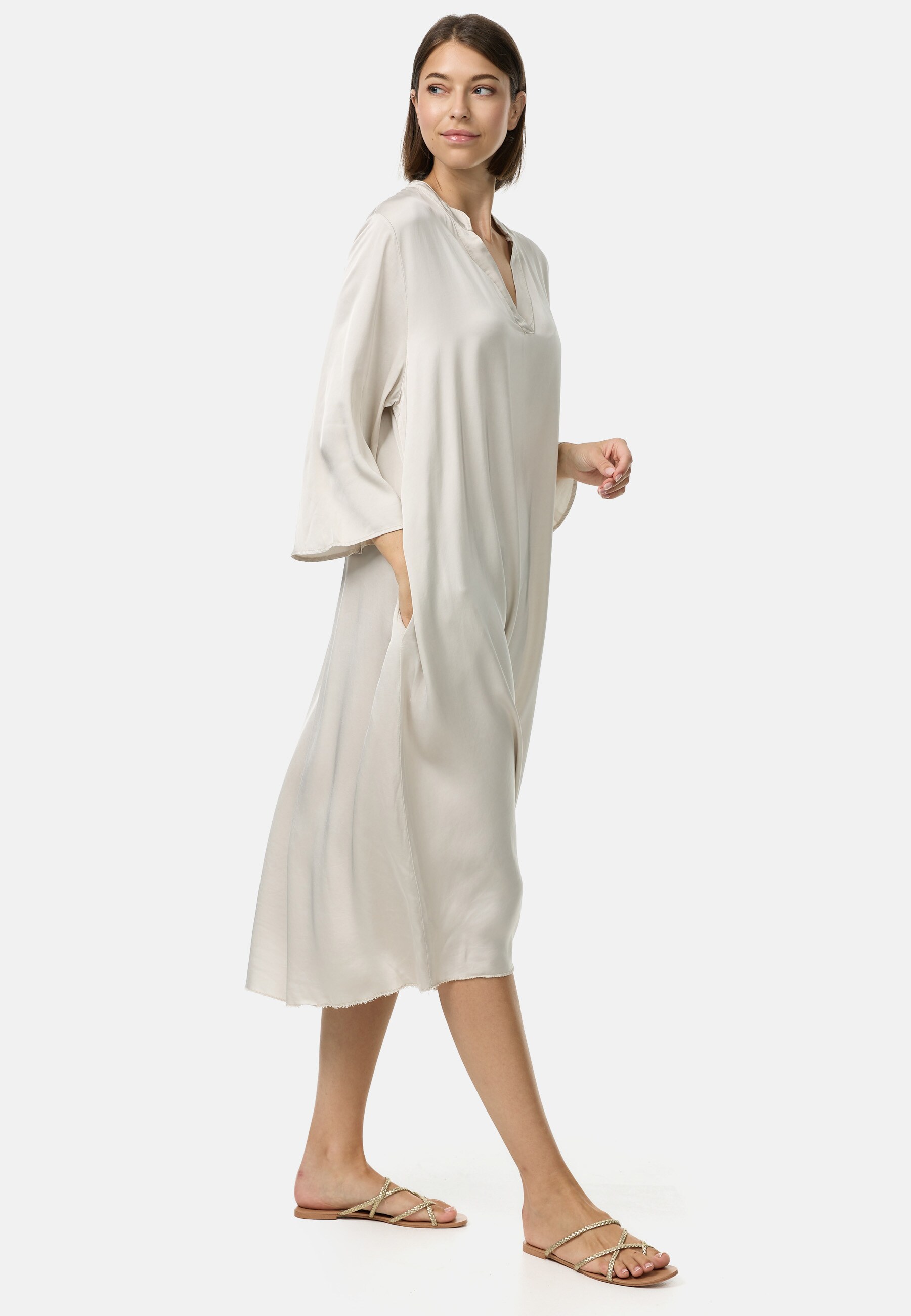 PM SELECTED Damen Stilvolles Satin Tunikakleid mit Seidenanteil in Einheitsgröße PM55