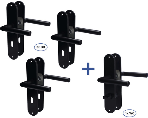 Lange bordenset BB + WC Conte RVS zwart 4-delige set