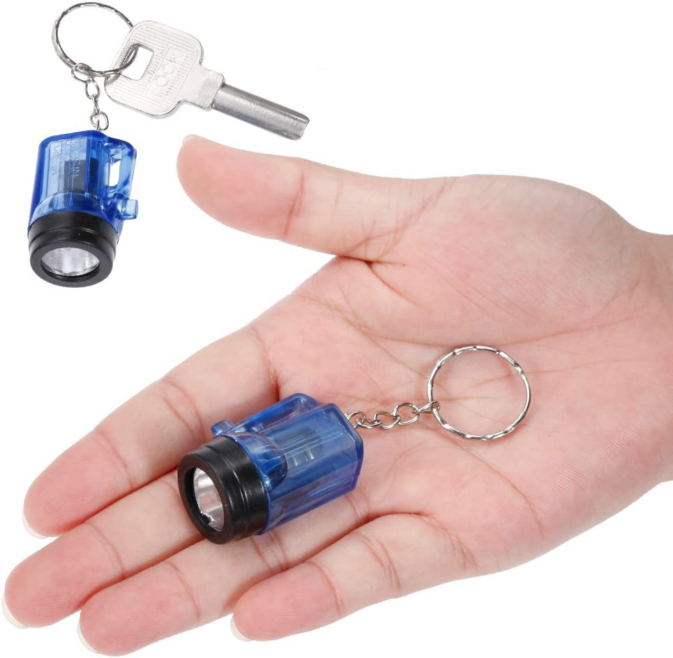 (12er Set) Mini Taschenlampe Schlüsselanhänger mit Spaltring (inkl. LR41 Batterien) - Assortiert