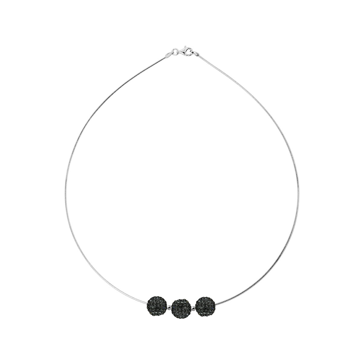 Collier trilogie - Cristal noir - Argent 925