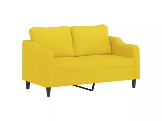 Canapé 2 places avec oreillers jaune clair 140 cm tissu