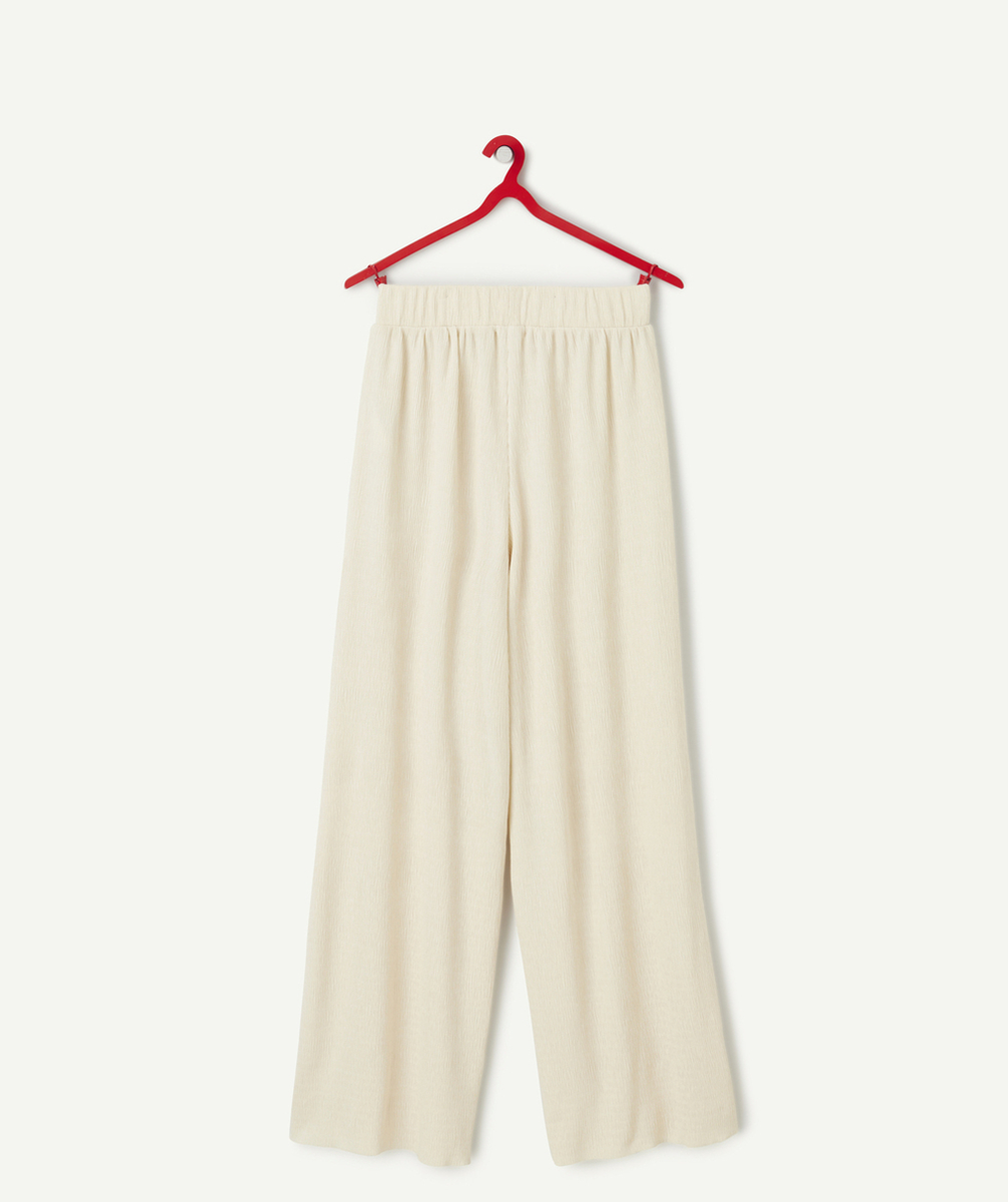 pantalon large et plissé fille en fibres recyclées écru