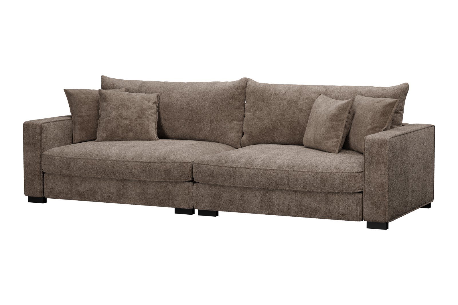 Rossi Lux 4-seter sofa Tekstil Genesis 6 Mink, arm B med sorte ben. Std. Komfort.