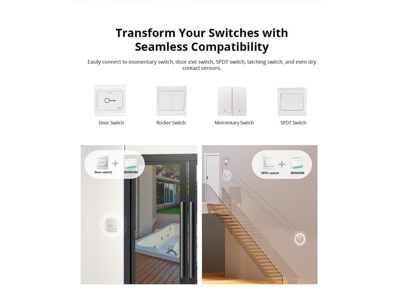 SONOFF WLAN-Lichtaktor MINIR4M, 10A 2400 W, 1-fach Smart Licht Schalter