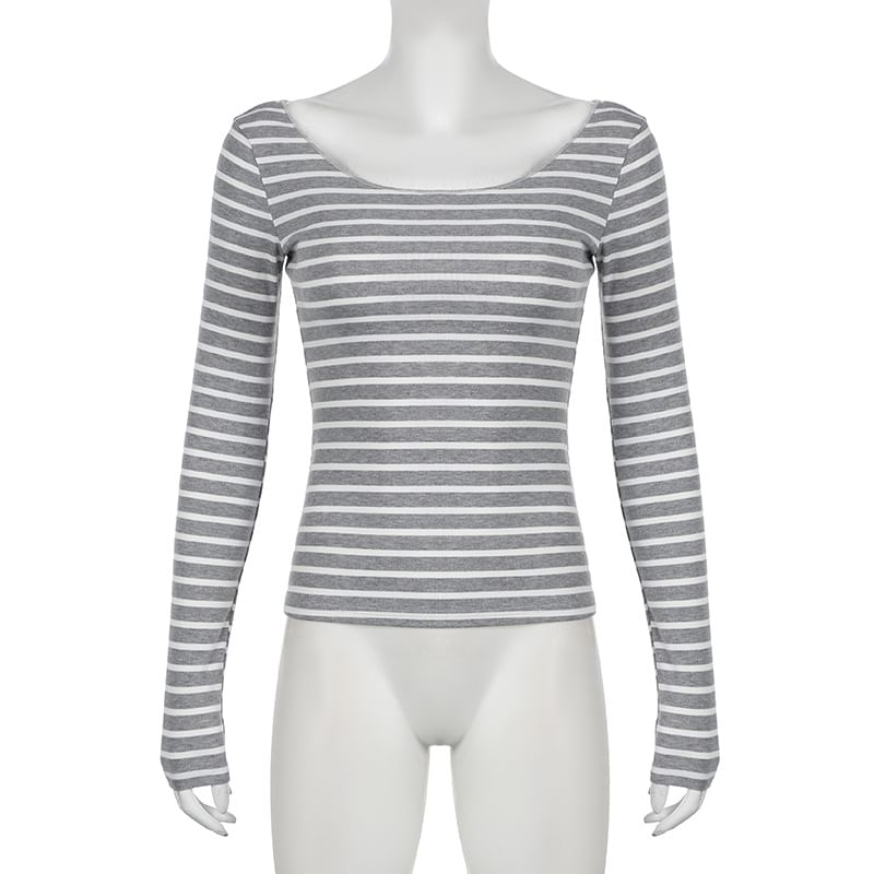 BrickBlack - Gestreept T-shirt met lange mouwen en ronde hals
