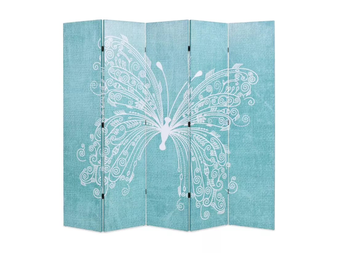 Cloison de séparation pliable 200 x 170 cm Papillon Bleu
