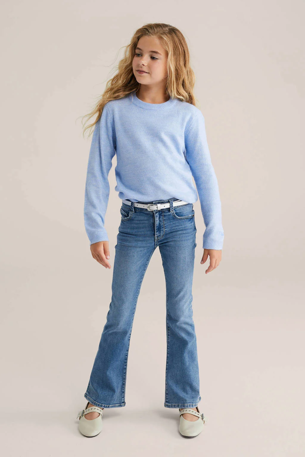 WE Fashion trui lichtblauw fijn gebreid