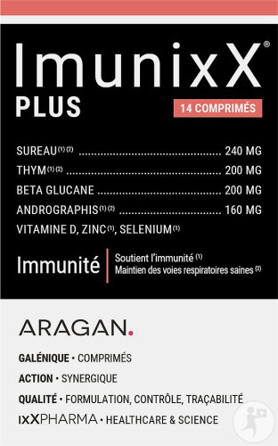 ixX Pharma ImunixX Plus Imunoglukan Sureau & Vitamine C Immunité 14 Comprimés