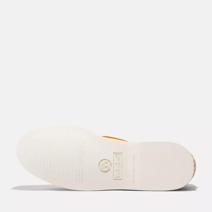 Chaussures bateau classique en cuir pour homme en jaune clair