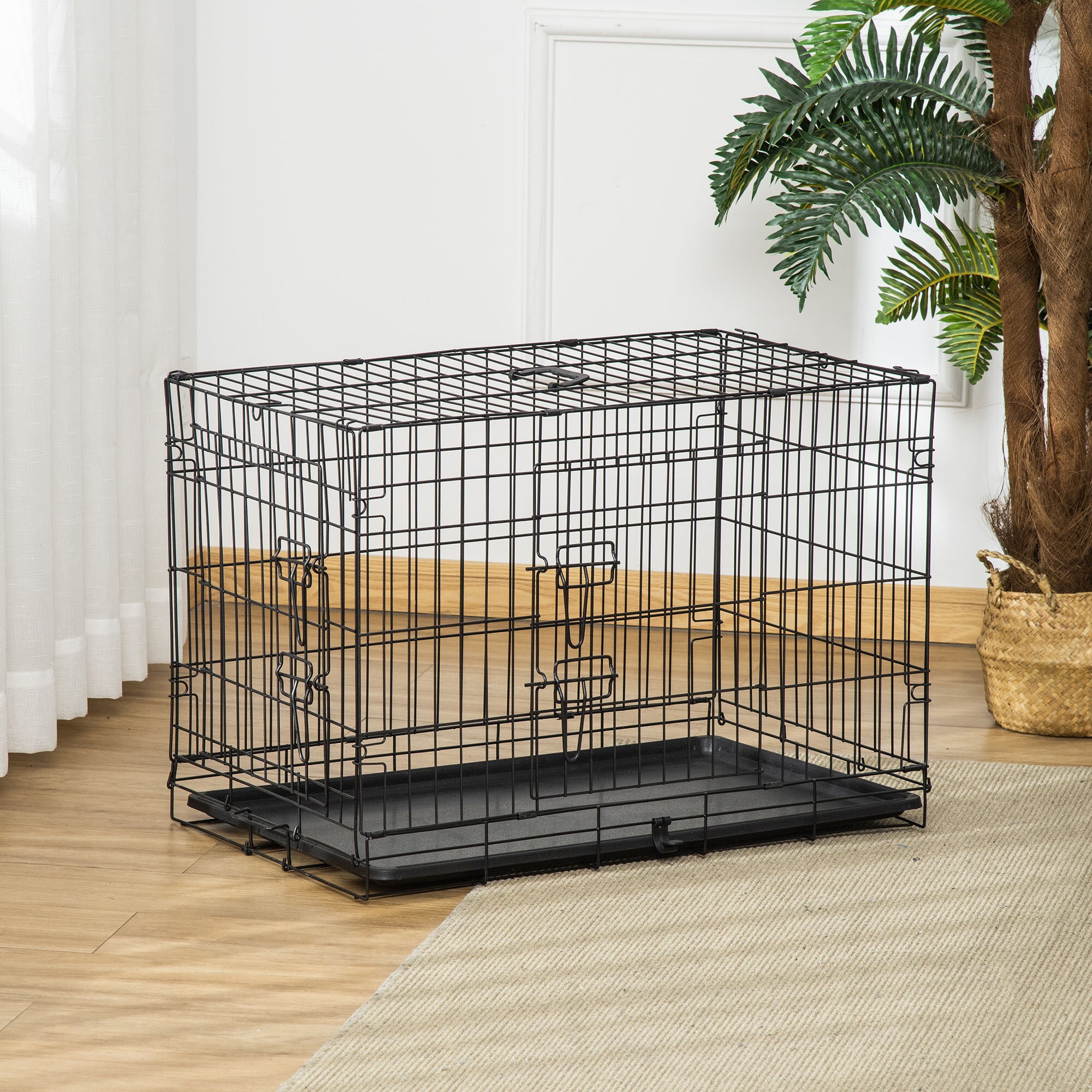 PawHut Transportkäfig für Kleintiere schwarz 76 x 53 x 57 cm (LxBxH)