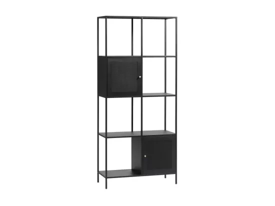 Abel - Bibliothèque 2 portes, 6 niches en métal H180cm : Couleur - Noir