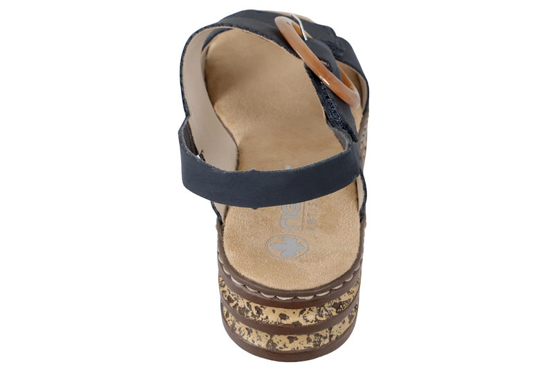 RIEKER SANDAL I MØRKEBLÅ PU
