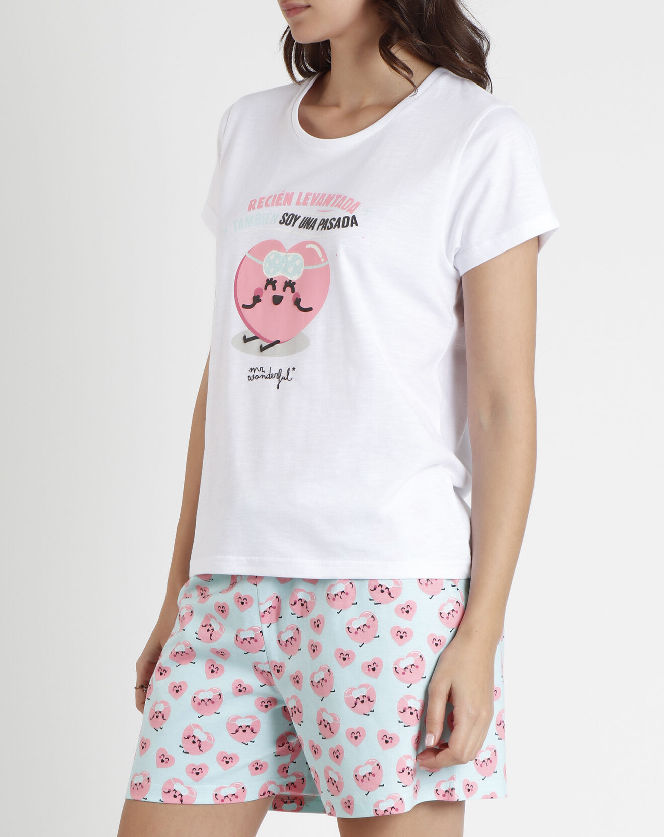 Mr Wonderful Pyjama T-Shirt & Short Isabeau blanc