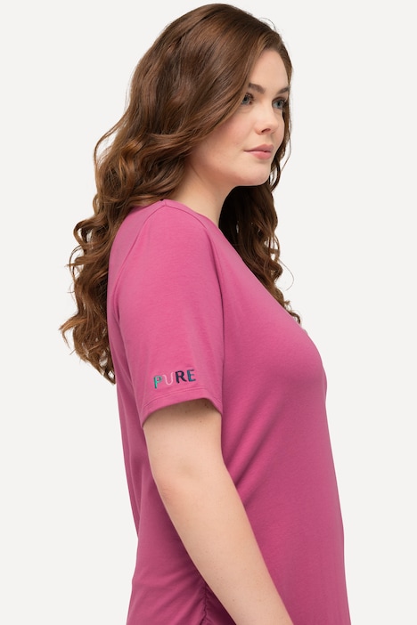 Jersey-Maxikleid, Rundhals, Halbarm, Biobaumwolle