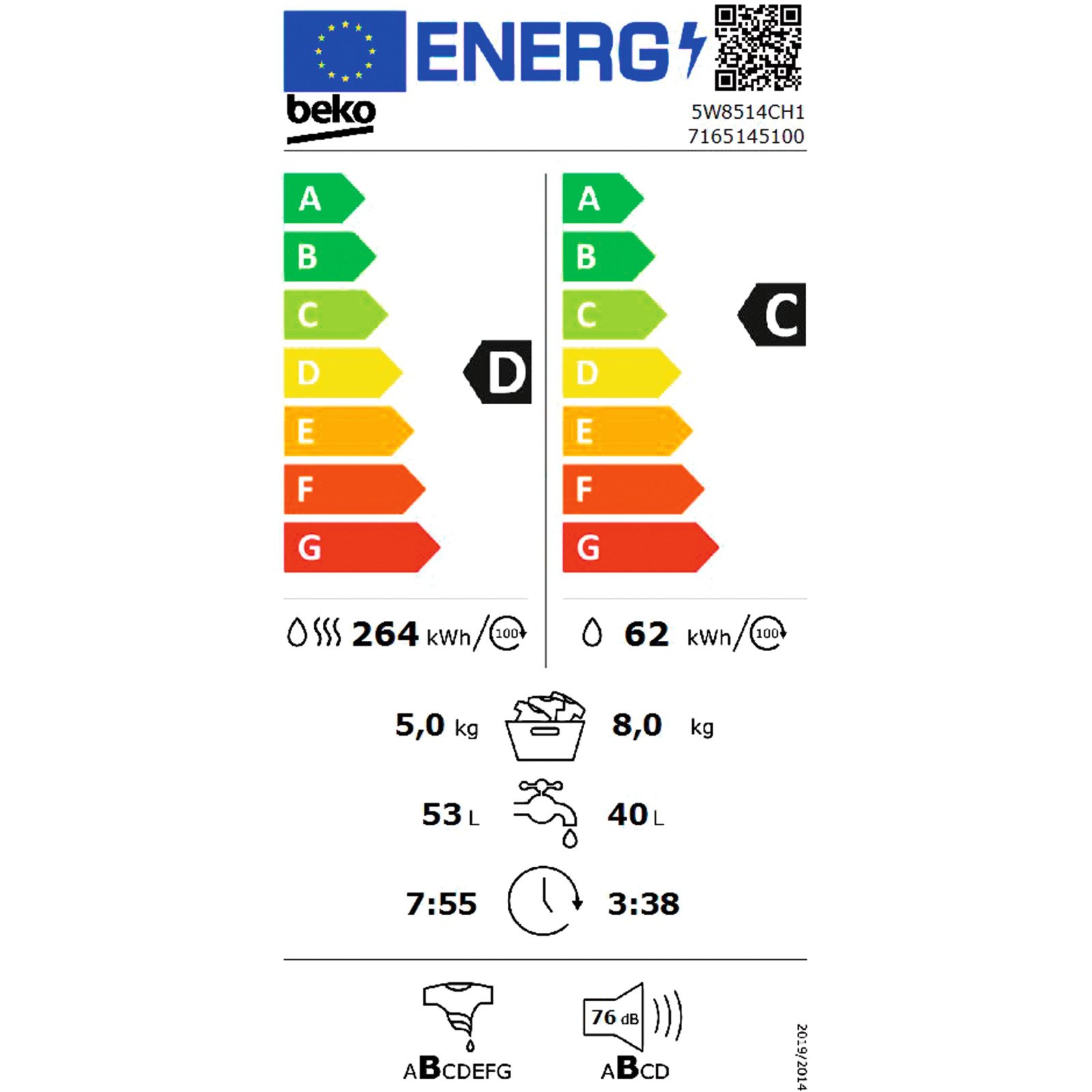 Beko Waschtrockner 5W8514