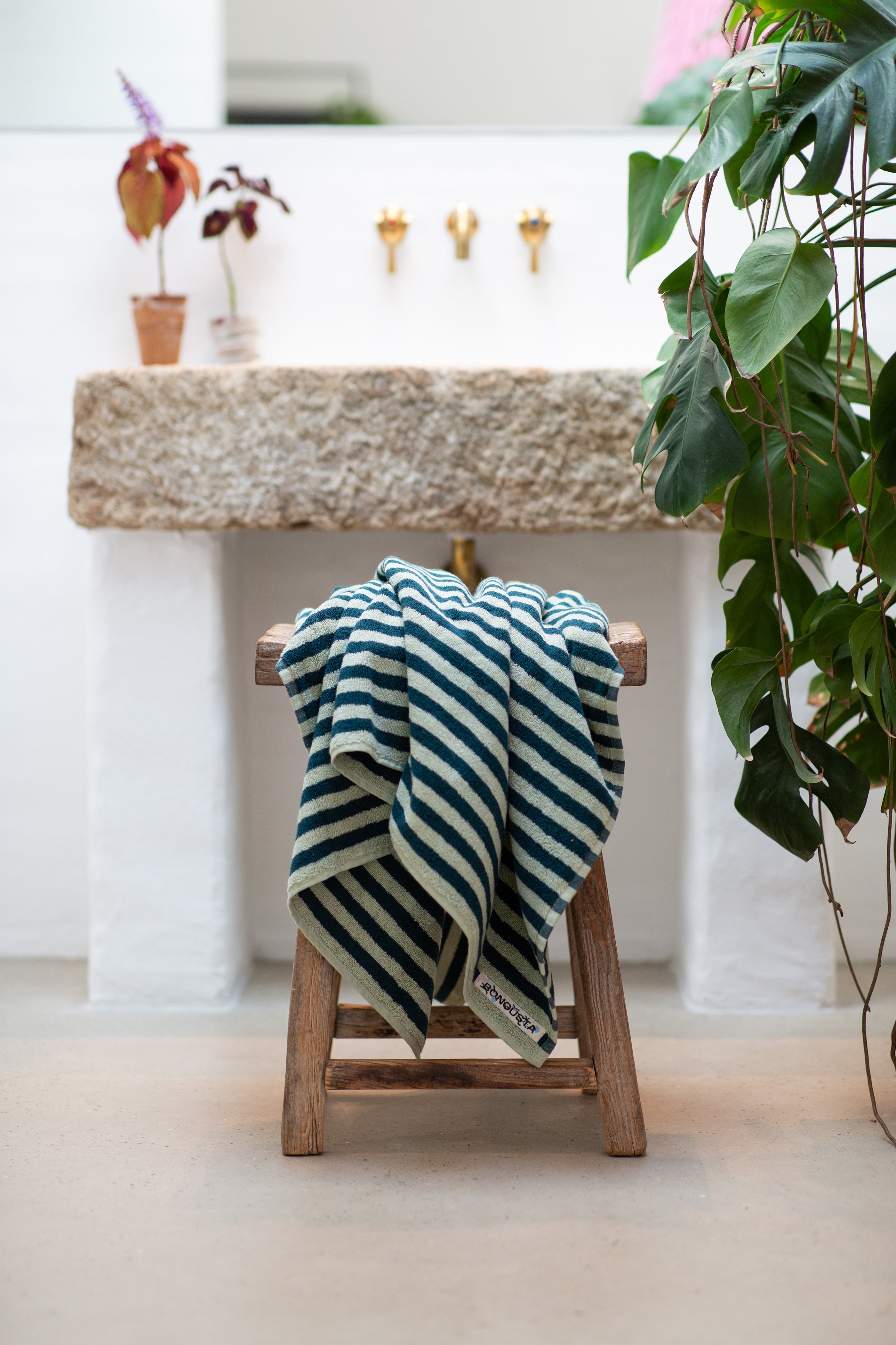 Bongusta  Naram håndklæde - Sea Foam & Deep Teal