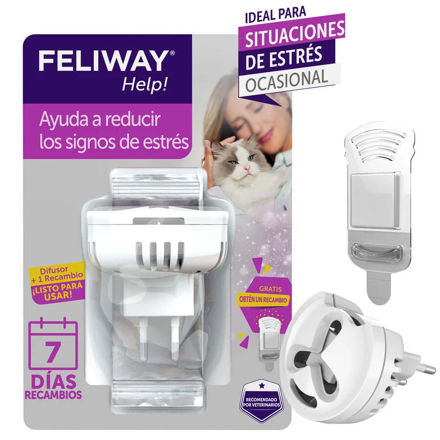 Difusor Feliway Help e Refil com feromônios para alívio ocasional do estresse.
