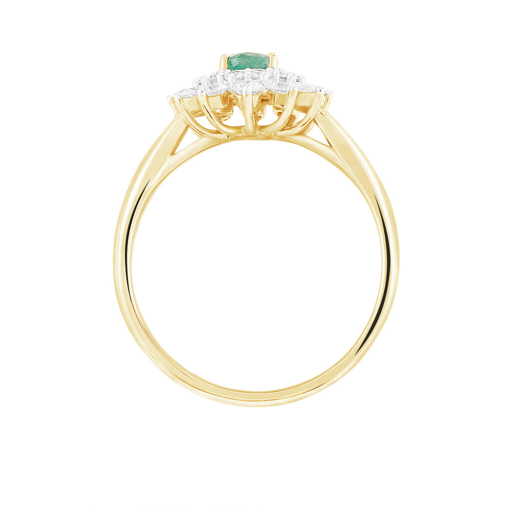 Bague Ivan Or Jaune Emeraude Et Diamant