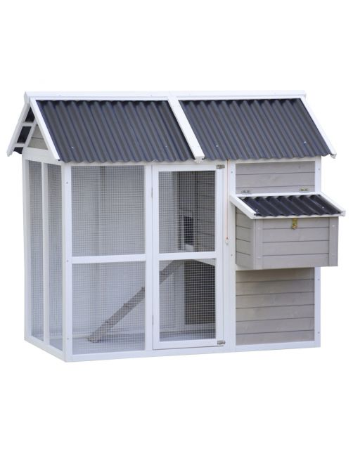 Homestyle Kippenhok Toscany - Kippenhok - 128x120x138 cm Wit Bruin