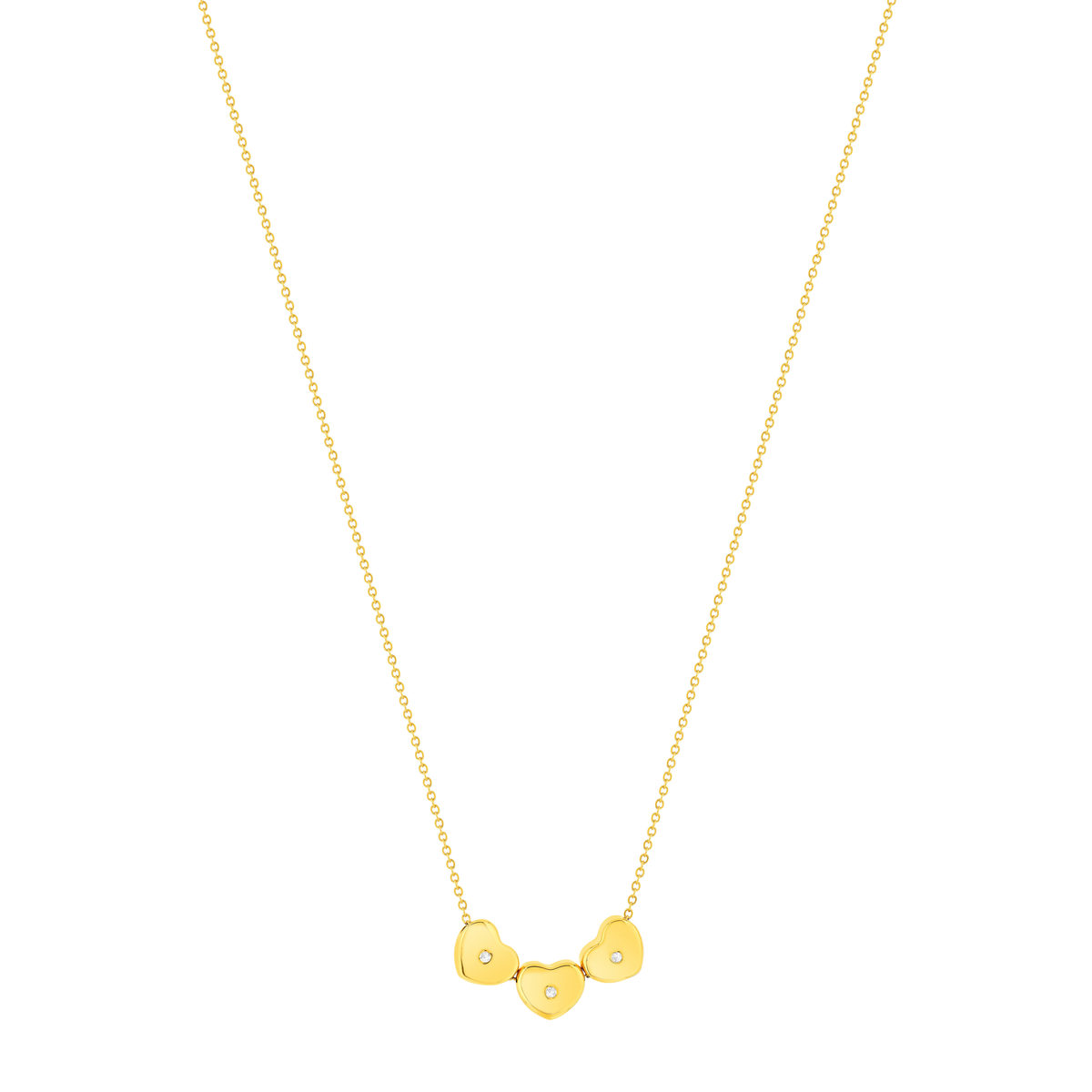 Collier acier jaune 45 cm pierres blanches motif coeur