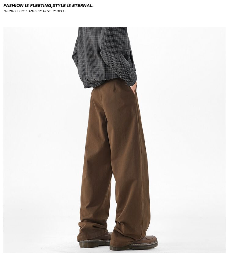 AXEN - Mid Rise Plain Straight Leg Broek