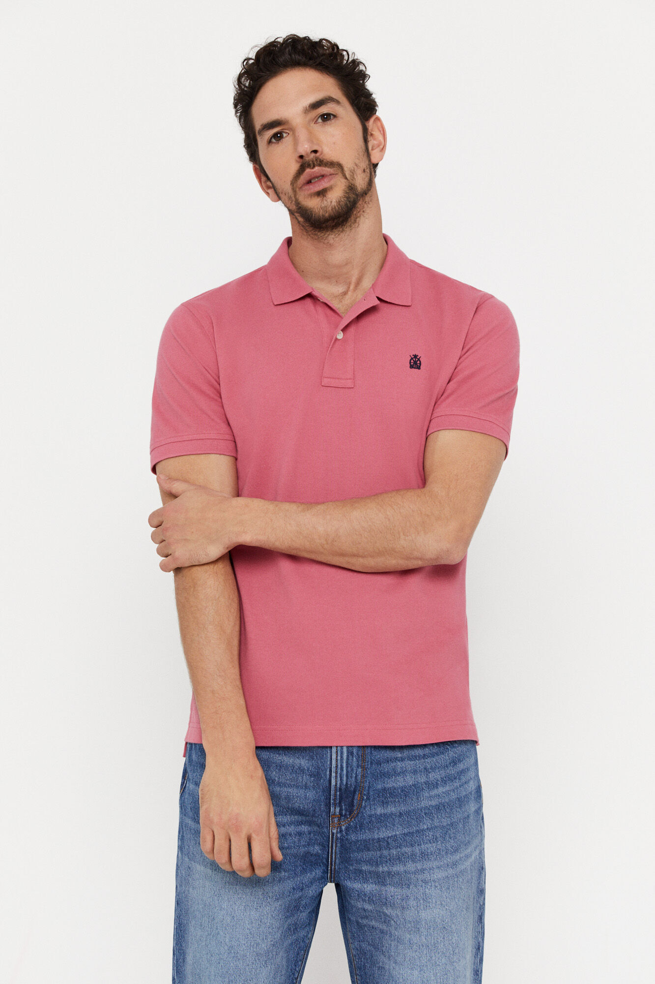 Camisa polo com logotipo - Rosa
