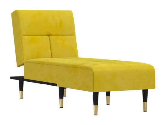 Chaise longue jaune velours