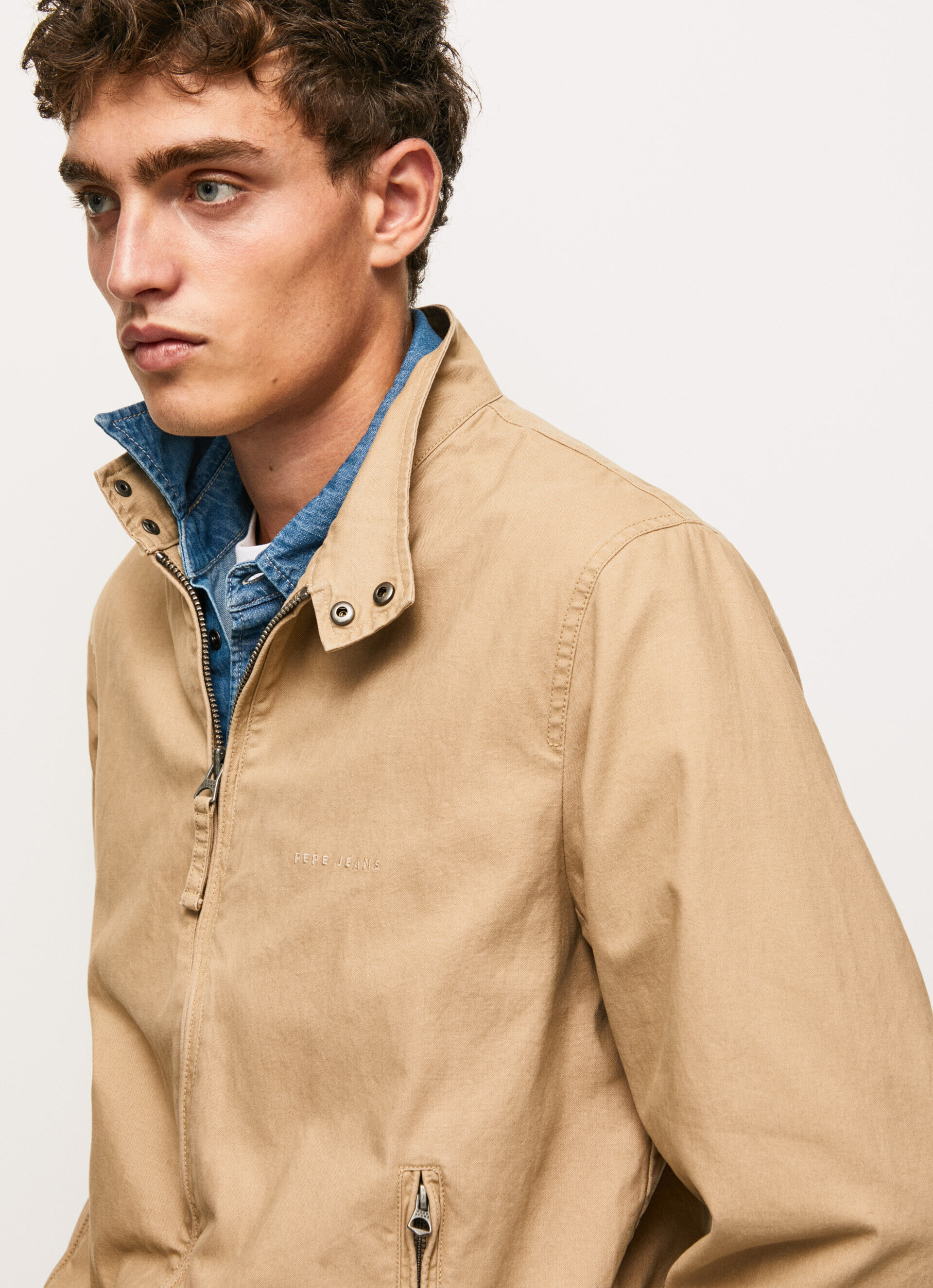 Jaqueta de algodão Harrington - bege camelo