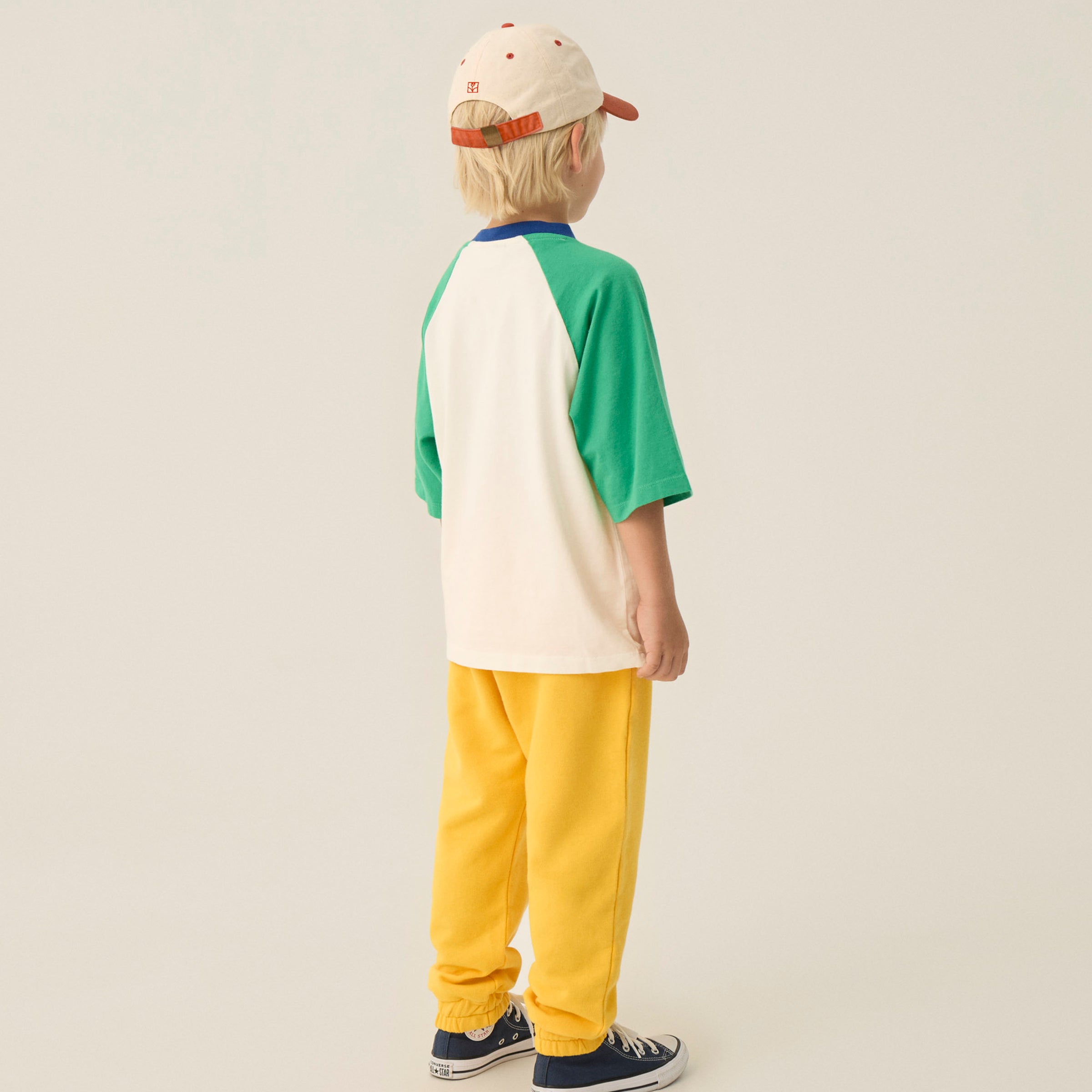 T-Shirt Color Block Green Ecru