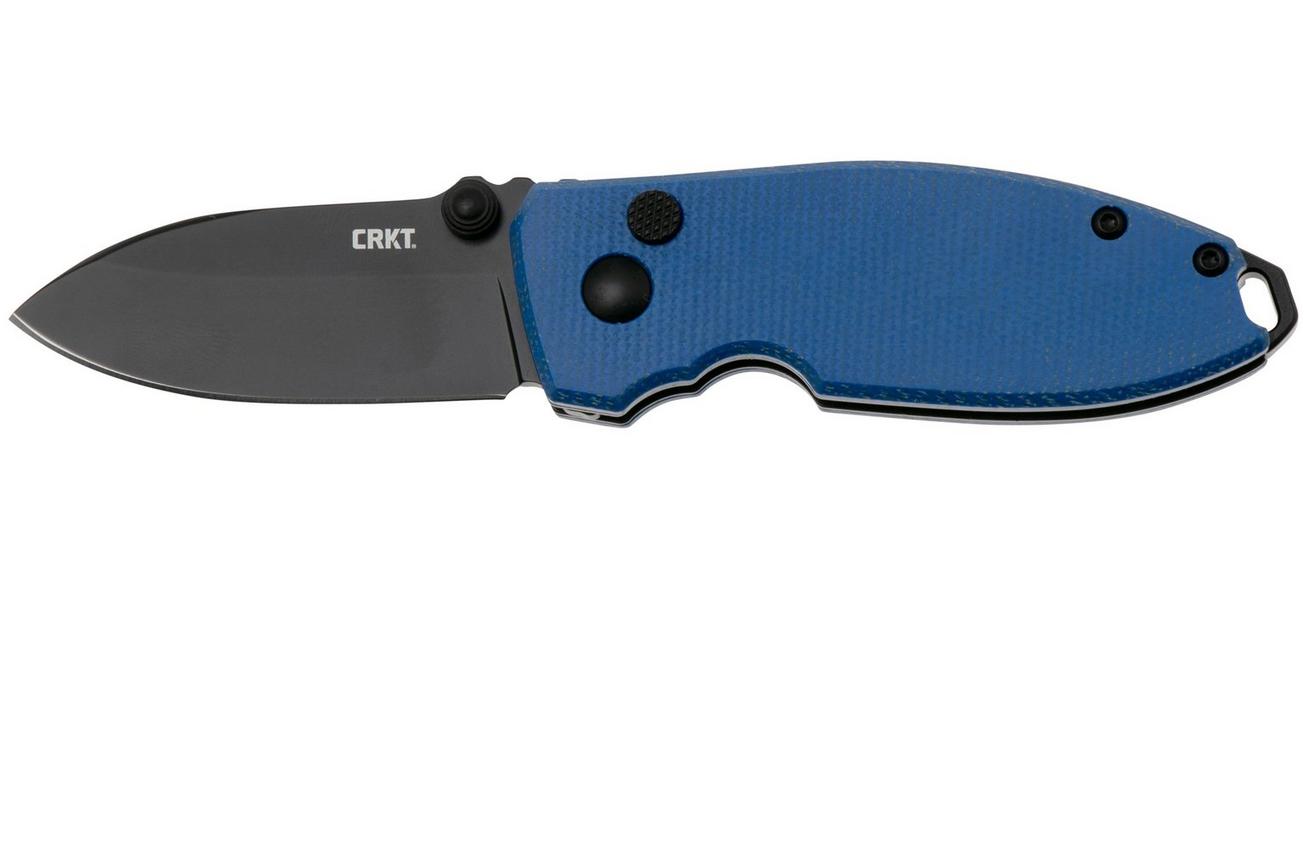 CRKT Squid Button Lock 2474BD Black Oxide D2, Blue Micarta, zakmes, Lucas Burnley design