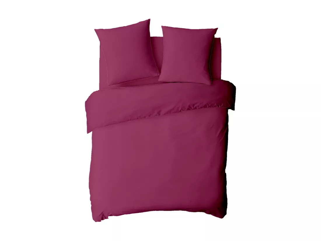 Housse de couette en coton 57 fils unie magenta 260x240cm