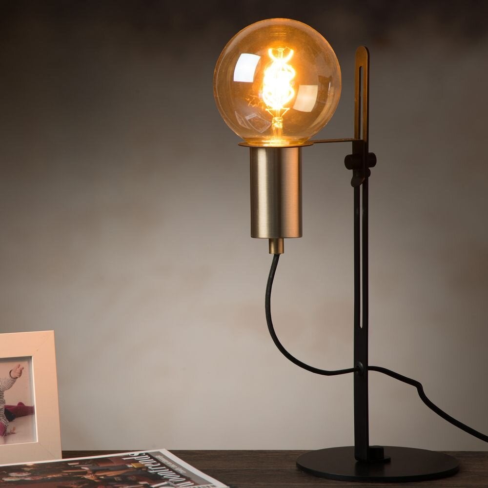 Malcolm tafellamp in zwart en mat goud E27