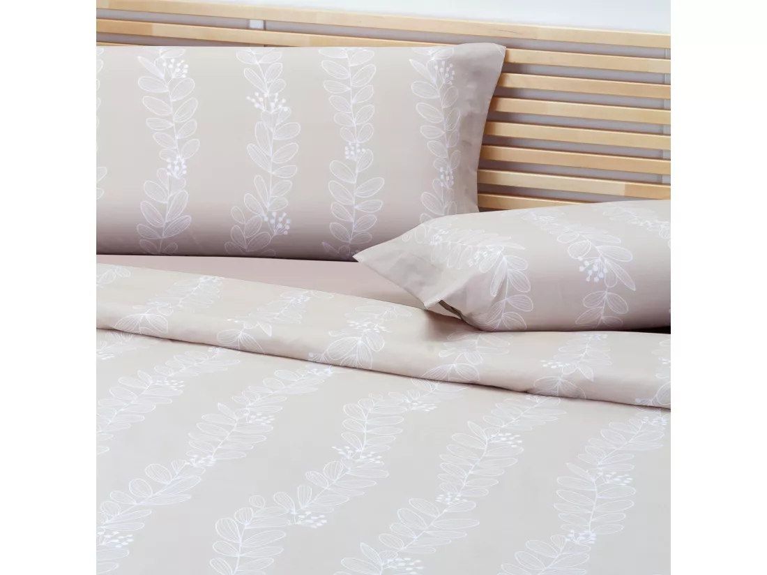 Jeu de housse de couette 50% coton imprimé feuilles Lin