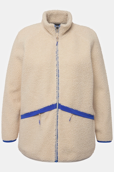 Teddyjacke, Stehkragen, Farbakzente, kuschelweich
