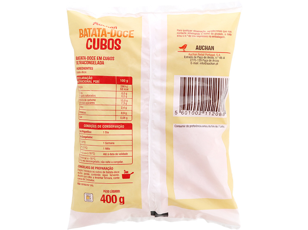 BATATA DOCE AUCHAN EM CUBOS PARA COZER 400G