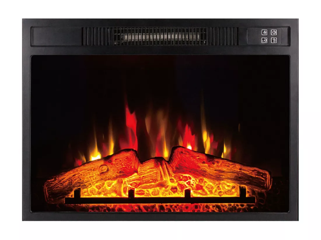 Cheminée électrique 2000W en verre trempé noir avec télécommande