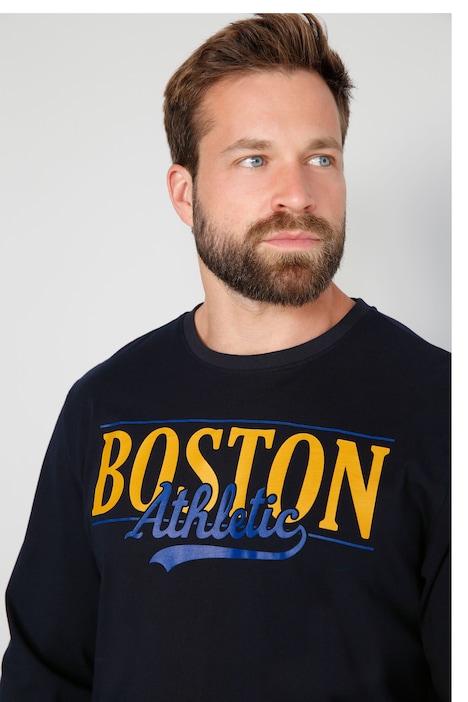 Boston Park Langarmshirt, großer Print, Rundhals