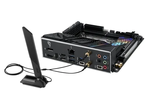 ASUS ROG STRIX B760-I GAMING WIFI - Bundkort - mini ITX - LGA1700 sokkel - B760 Chipset - USB 3.2 Gen 1, USB-C 3.2 Gen 1, USB-C 3.2 Gen 2x2, USB-C 3.2 Gen2 - 2.5 Gigabit LAN, Wi-Fi 6E, Bluetooth - onboard grafik (CPU påkrævet) - HD Audio (8-kanaler)