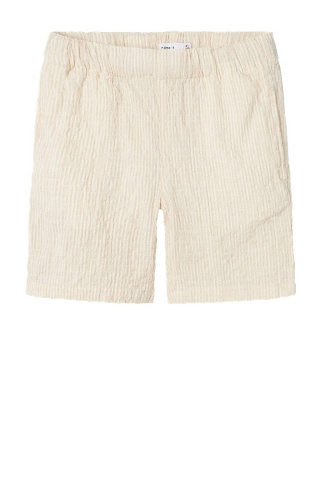 NAME IT gestreepte short NKMFEDENIS beige/ecru