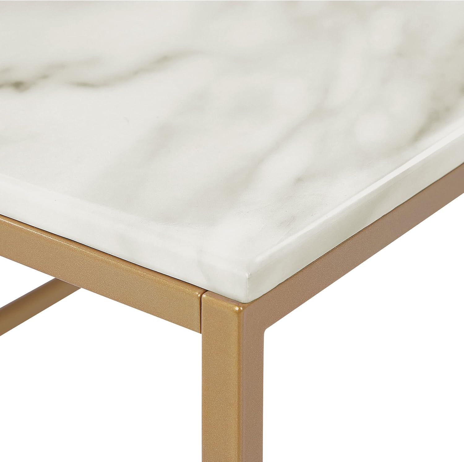 Beliani Trendy Couchtisch beige Marmor-Optik goldene Beine Delano