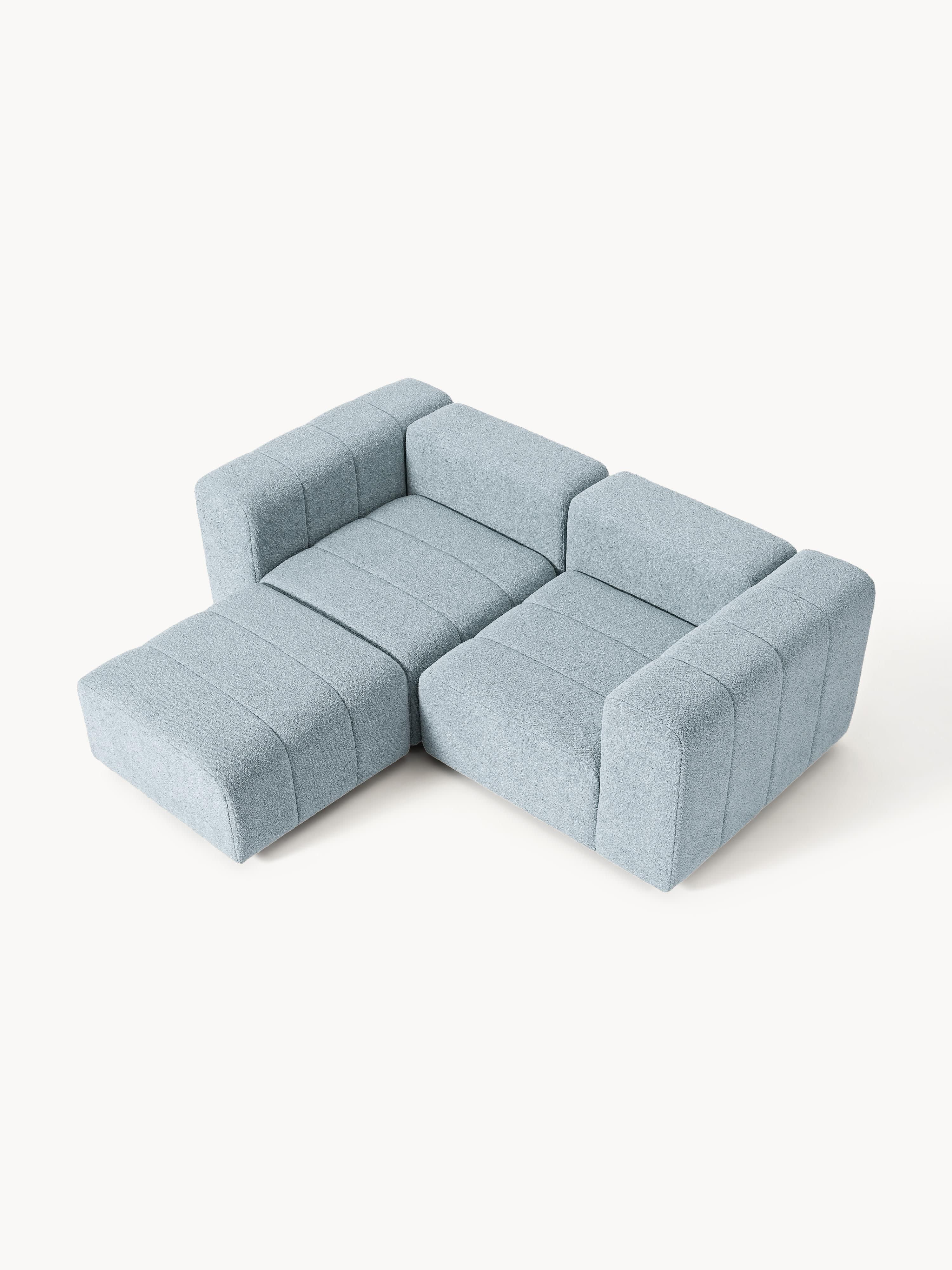 Modulaire bouclé bank Lena (3-zits) met poef (links/rechts)