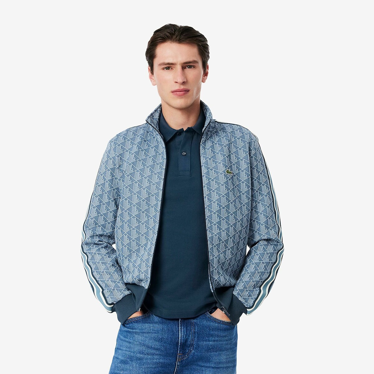 Suéter LACOSTE com zíper e gola alta