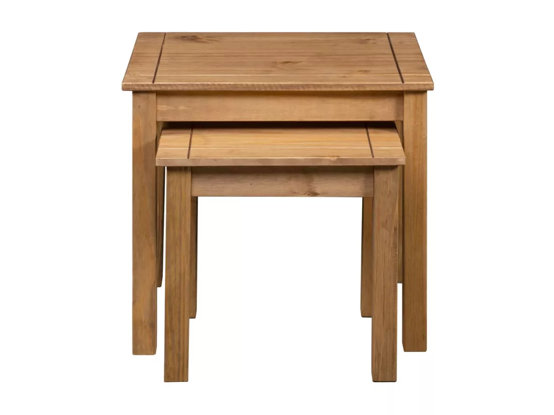 Tables gigognes 2 pièces Bois de pin massif Assortiment Panama