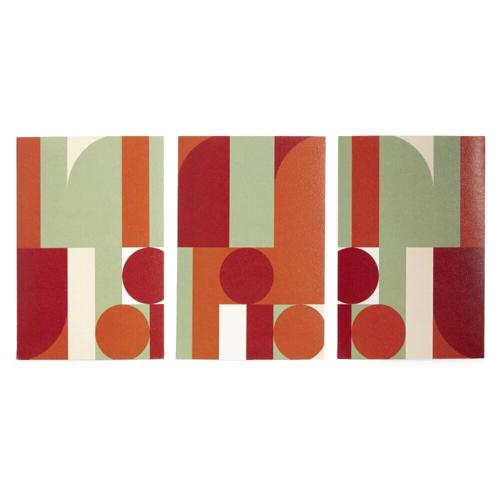 Lot de 3 affiches papier rouge orange et vert 10x15cm